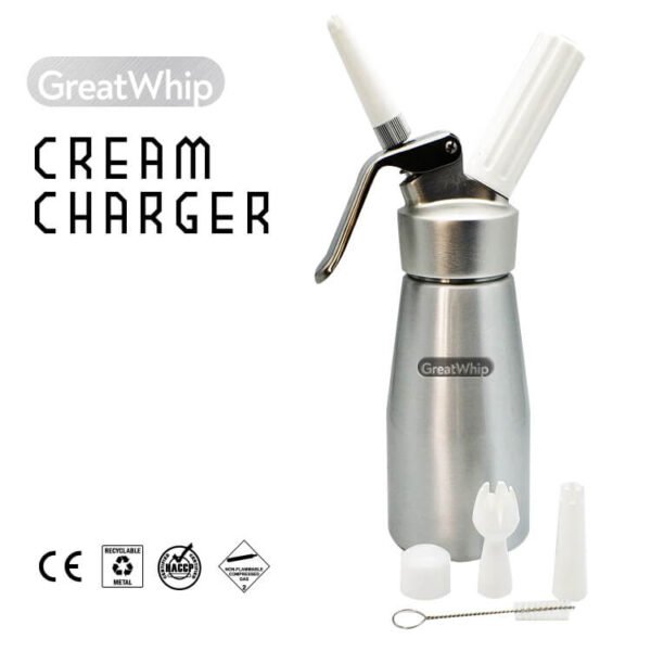 GreatWhip Aluminum Whip Cream Maker and Cream Dispenser for coffee